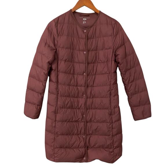 Uniqlo Women’s Ultra Light Down Jacket Small Wine Packable Travel Quilted Coat - Picture 5 of 16